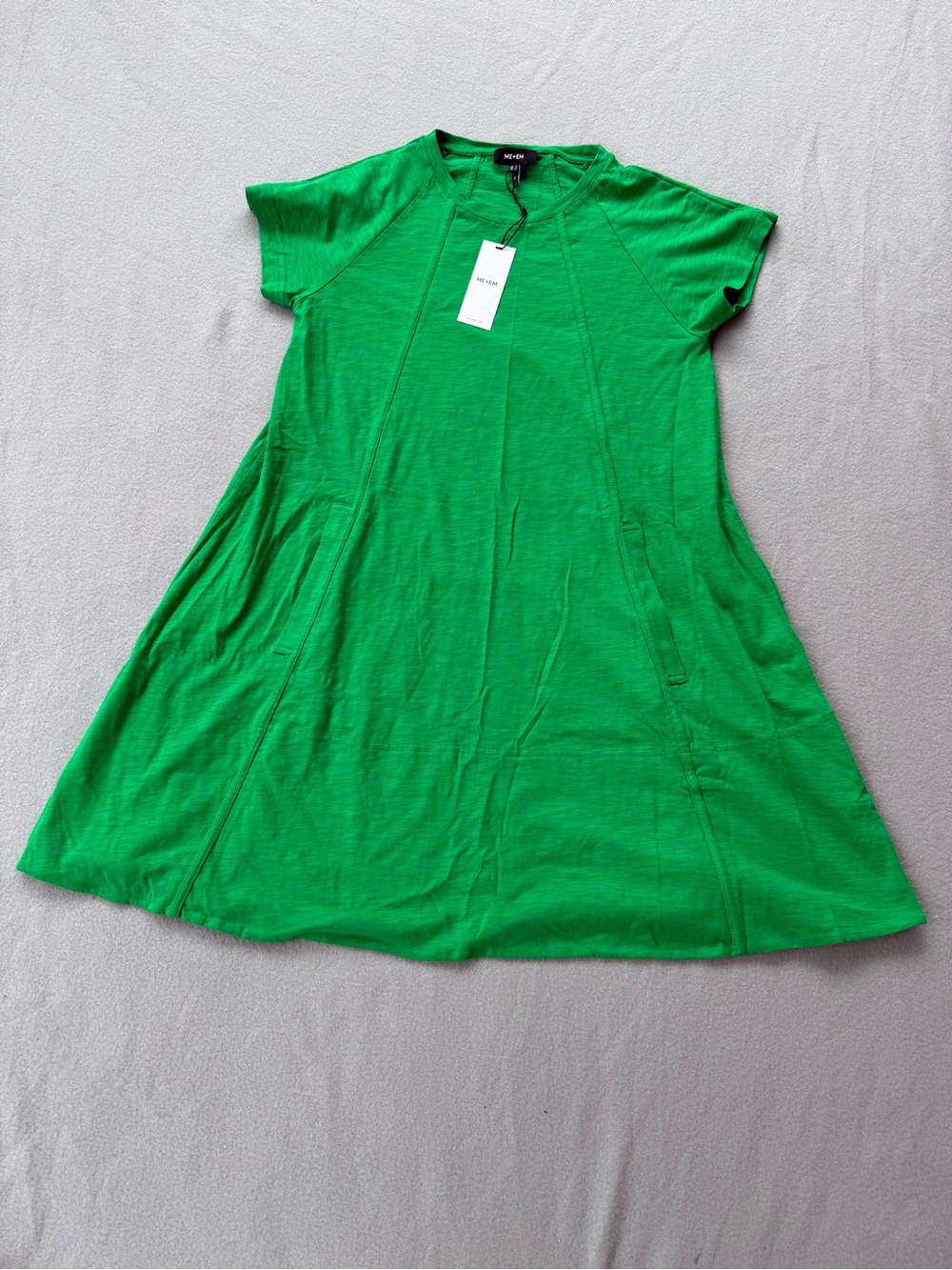 ME+EM Sub Jersey Raglan Seam Short Dress 4 Swing Silhouette A-Line Pocket NWT